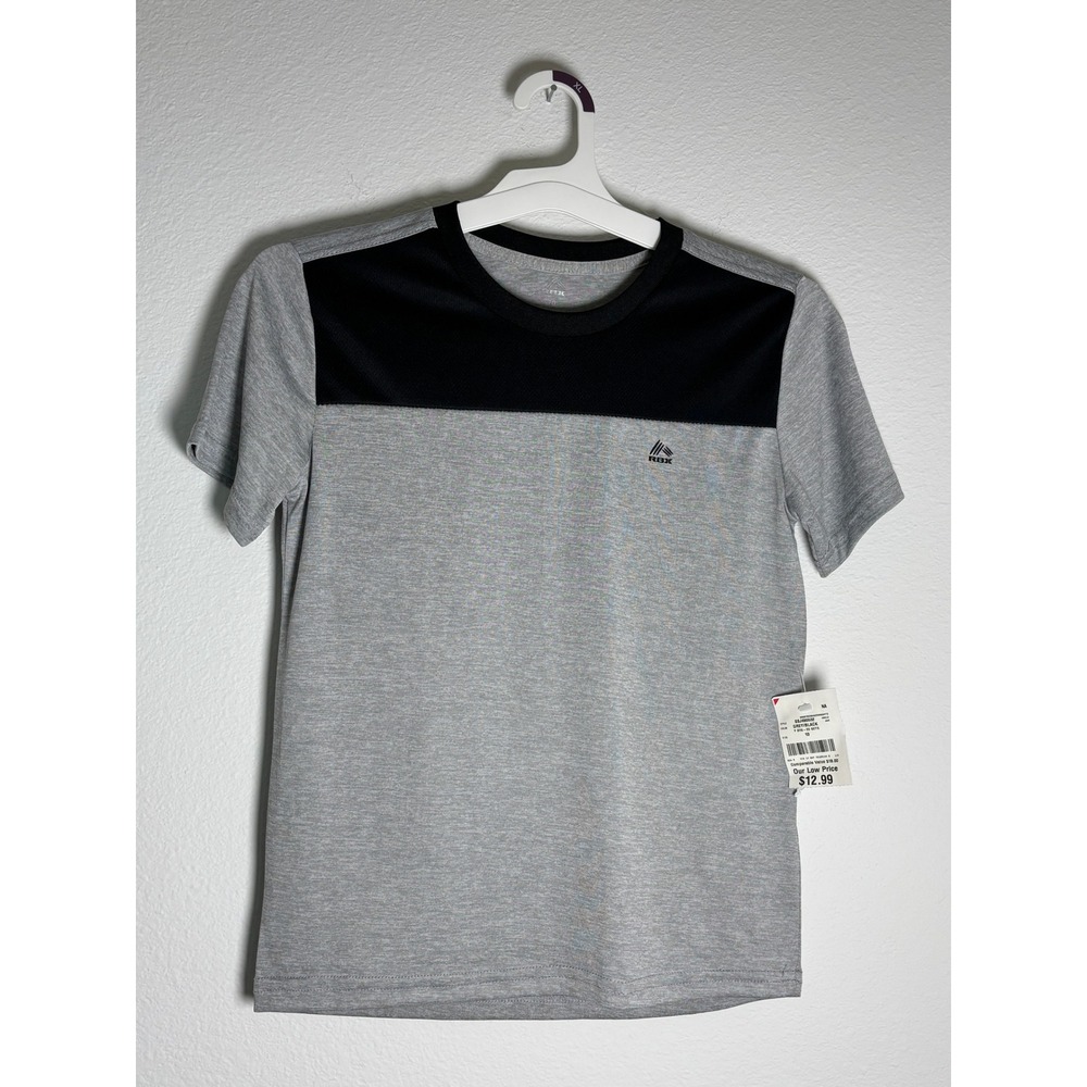 RBX Boys Grey Black Colorblock Active T-Shirt Size 10‎ NWT Moisture Wicking Tee